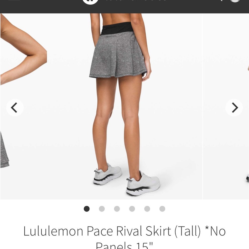 lululemon athletica Gray Pace Rival Skort with Black Waistband